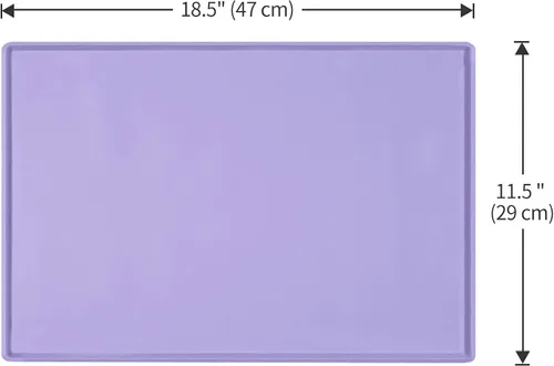 Miniatura 5 de Tapete de comida para perros, bandeja de comida impermeable de silicona, mantel individual antideslizante para mascotas, borde elevado de 0.6 Lila