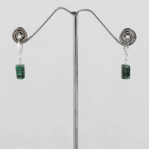 Miniatura 63 de Aretes de aro de cristal afganita natural Piedras afganas de alto grado Aretes chapados en plata Gota lisa Joyas de piedras preciosas hechas