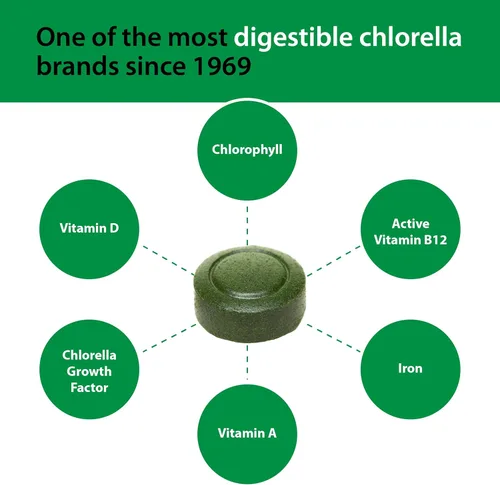 Miniatura 6 de Sun Chlorella Suplemento superalimento de algas verdes de 200 mg - Pared celular pulverizada - Clorofila, CGF, B12 activo, hierro, proteína, sin OMG