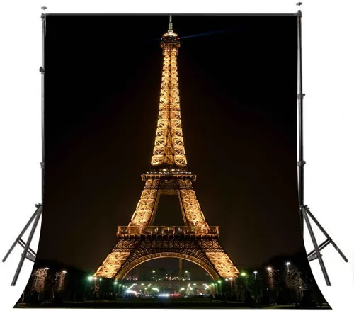 Miniatura 2 de Telón de fondo negro para fotografía que ilumina la Torre Eiffel para sesión de fotos, 3 x 5 pies, uso para fotografía, telón de fondo de boda