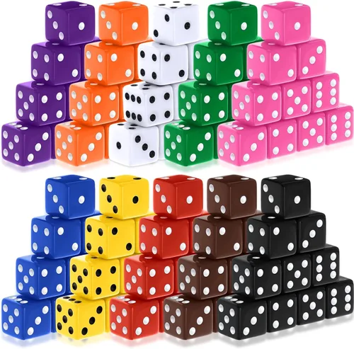 Miniatura 9 de Seenelling Juego de 36 dados para fiesta temática de casino de 0.79 pulgadas, acrílico grande, D6, opacos, a granel, para juegos de mesa