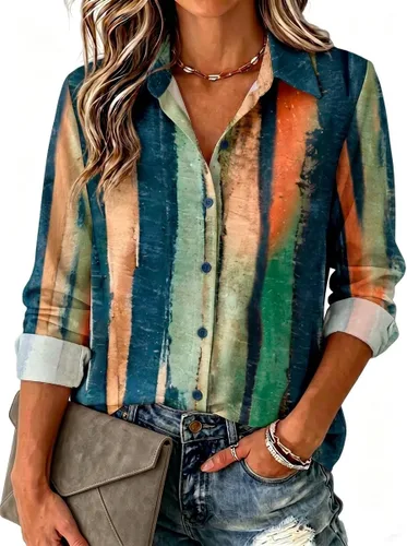 Miniatura 15 de Zeagoo Blusa para mujer, de manga larga, con botones, casual, ligera, lisa/estampada