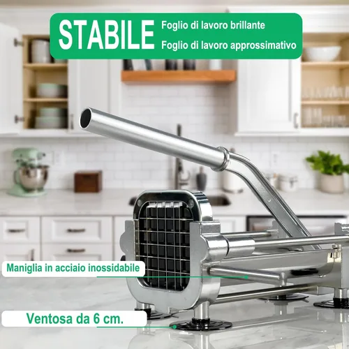 Miniatura 4 de Eascandy - Cortador de patatas fritas, cortador de patatas resistente, juego de cortador de patatas de acero inoxidable con cuchillas de 1/2 y 3/8