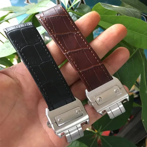Miniatura 7 de Cierre desplegable de acero inoxidable de 0.709 in 0.827 in con hebilla plegable de mariposa, accesorios de repuesto para correas de reloj de cuero