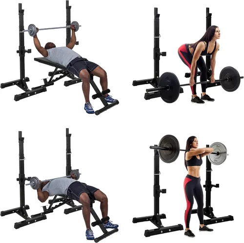 Miniatura 6 de ZENY Soporte ajustable para pesas en cuclillas, soporte de prensa de banco para entrenamiento de fuerza en el gimnasio en casa, carga máxima de 550