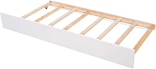 Miniatura 9 de Base de cama individual con nido, cama de plataforma individual con nido extraíble, marco de cama de plataforma doble de madera con cabecera y Blanco