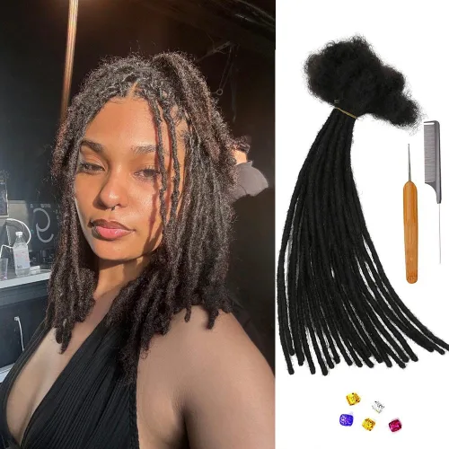 Miniatura 10 de 0.2 in y 0.2 in de ancho, 4-14 pulgadas de 10, 30, 60, 100 hebras de extensiones de cabello humano 100% real para hombres/mujeres/niños, paquetes