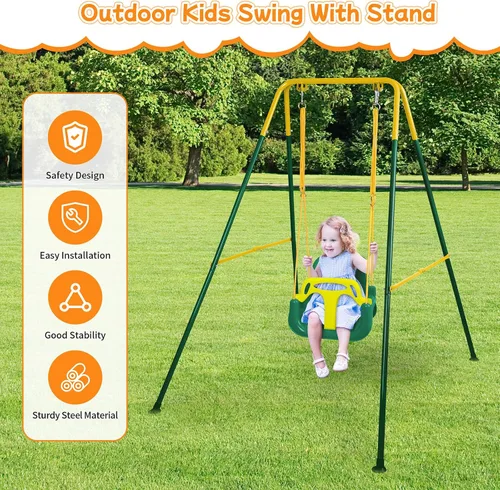Miniatura 6 de Columpio 3 en 1 para niños pequeños, columpio plegable para bebés de interior y exterior, columpios multifuncionales para niños de 6 meses