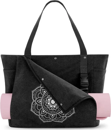 Miniatura 22 de Gonex Bolsa para Esterilla de Yoga, Bolsa de Gimnasio Tipo Tote con Múltiples Bolsillos para Mujeres y Hombres, Portaesterillas de Yoga de Lona
