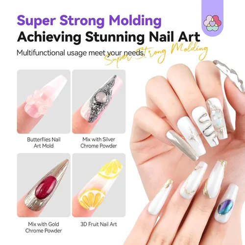 Miniatura 4 de SAVILAND SSPro X Kit de Gel para Uñas 3D: 15g Gel de Escultura 3D Transparente Sin Limpieza para Diseño de Arte en Uñas, Moldeado, Tallado, Dibujo