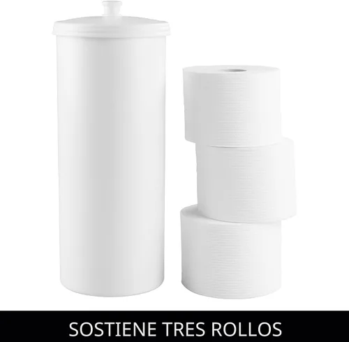 Miniatura 5 de iDesign Soporte Independiente para Almacenamiento de Papel Higiénico de Baño con Tapa para 3 Rollos Extra, Blanco Con tapa, para 3 rollos