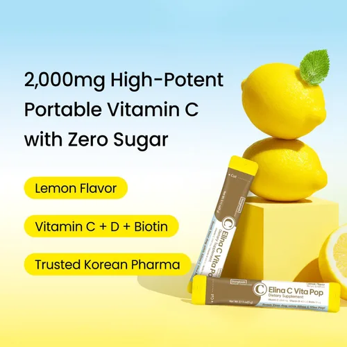 Miniatura 2 de DONGKOOK Vita Pop - Polvo coreano de vitamina C de 2,000 mg sin azúcar, vitamina D y barra de biotina, bebida de limonada, suplementos de vitamina