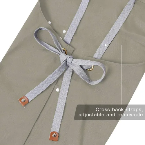 Miniatura 4 de Delantal de chef, delantal cruzado para hombres y mujeres con correas ajustables y bolsillos grandes, de lona, M - 2EG.
