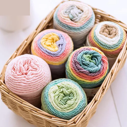 Miniatura 2 de Hilo de color de algodón para tartas, hilo multicolor arcoíris para tejer y tejer a ganchillo, 2 bolas de 7.05 oz, 45% algodón, 55% acrílico, hilo
