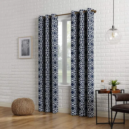 Miniatura 6 de Sun Zero Barnett Trellis - Cortina opaca con ojales, 40 x 63 pulgadas, color negro