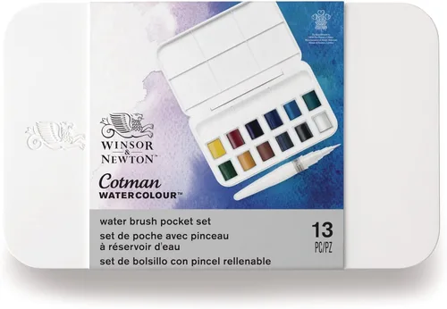 Miniatura 2 de Winsor & Newton - Cotman - Juego de acuarelas, 12 medias pastillas y pincel
