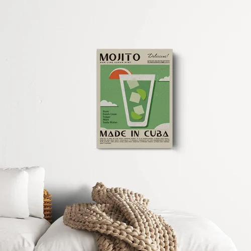 Miniatura 3 de Divertida impresión en lienzo de cóctel Mojito Art Wall Painting Posters de 12 x 15 pulgadas, decoración moderna para el hogar, cocina, bar