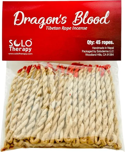 Incienso de cuerda tibetana de sangre de dragón, 45 cuerdas, 3.5 pulgadas de largo, incienso para meditación, purificación, suerte y amor, hecho a