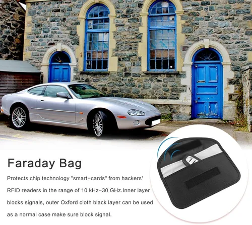 Miniatura 9 de Bolsa de bloqueo de señal, bolsa de protección con GPS RFID Faraday, funda de protección para teléfono celular y llavero de automóvil, antirastreo 4