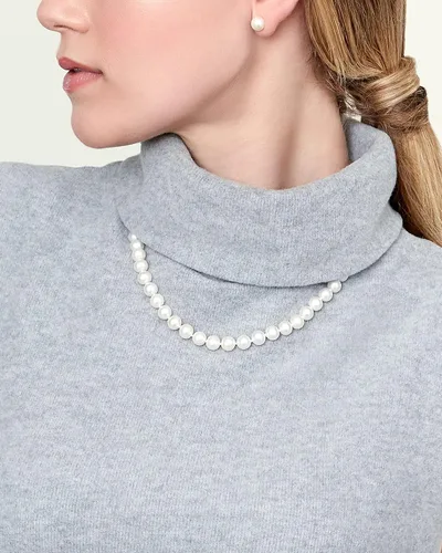 Miniatura 3 de Collar de perlas reales para mujer con perlas cultivadas redondas de agua dulce blancas de calidad AAA+, hilo de perlas de 18 pulgadas con cierre