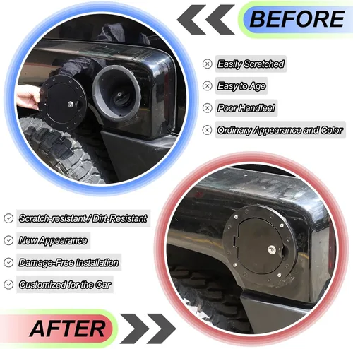Miniatura 2 de Tapa de tanque de gasolina con bloqueo de puerta para Hummer H3 2005-2009, tapa de gasolina para puerta de llenado de combustible, cubierta de Negro