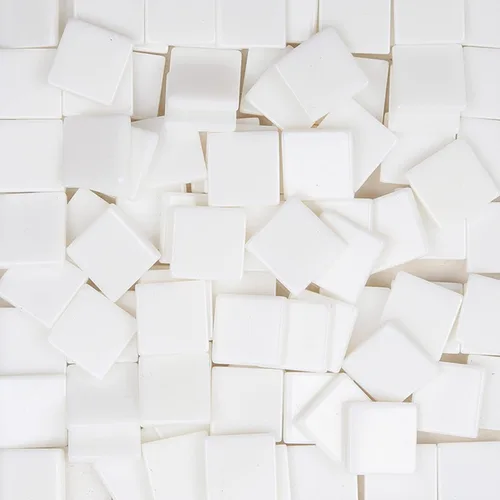 Paquete de 100 unidades de azulejos de mosaico para manualidades, platos, marcos de fotos, macetas, joyas hechas a mano, azulejos decorativos Blanco