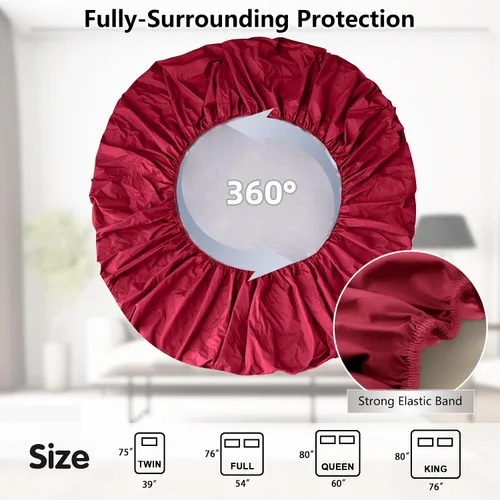 Miniatura 5 de Protector de colchón individual impermeable, transpirable, funda de colchón tamaño individual, sábana bajera lavable sin ruido con bolsillo profundo