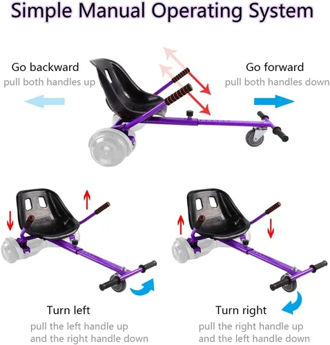 Miniatura 4 de Accesorio de asiento para aeropatineta para aeropatineta de 6.5 a 10 pulgadas, kit de conversión de buggy go kart, accesorio para scooter de Púrpura