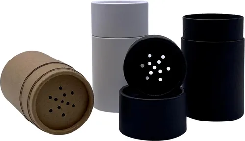 Miniatura 7 de GreenWay - Tubos pequeños de papel kraft con tamices y tapas, paquete de 6 recipientes biodegradables para cosméticos en polvo, tubos de tamizado
