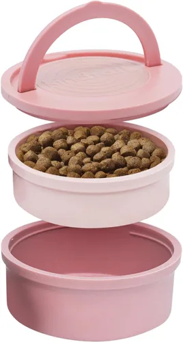 Miniatura 12 de KindTail Comedero portátil para mascotas, cuencos de viaje para perros con tapa y asa, apto para microondas y lavavajillas, cuenco interior de 10