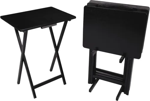 DOrame Juego de mesa plegable negra de 5 piezas con bandeja de TV, mesas plegables, mesas de café de 19 x 15 x 26 pulgadas