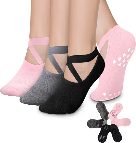 Diu Life Calcetines de yoga con agarre para mujer, antideslizantes, pilates, entrenamiento, barra pura, ballet, danza, hospital