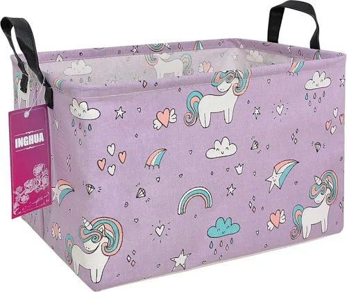 Miniatura 13 de Cesta de Almacenamiento Rectangular Organizador de Tela para Juguetes, Libros, Ropa, Regalos, Mascotas - Perfecto para Hogar, Oficina, Guardería