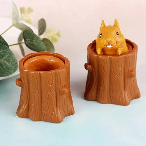 Miniatura 3 de Juego de 3 piezas de juguetes de ardilla para apretar, taza de ardilla malvada, juguetes sensoriales para ansiedad, juguete para apretar