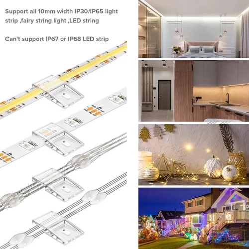 Miniatura 3 de TYMXGHF Clips de tira de luz transparentes, autoadhesivos con soporte de montaje de tornillos, 20 clips de fijación LED fuertes y tornillos