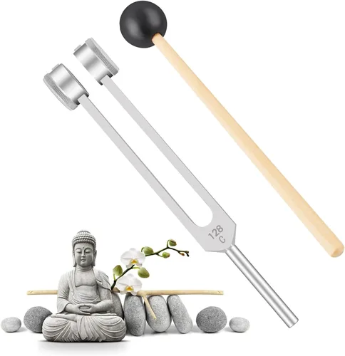 Miniatura 13 de EASTROCK Juego de tenedores de afinación para terapia musical y yoga - 4 piezas de tenedores afinados (MI 528 Hz, 128 Hz, 256 Hz, 512 Hz)