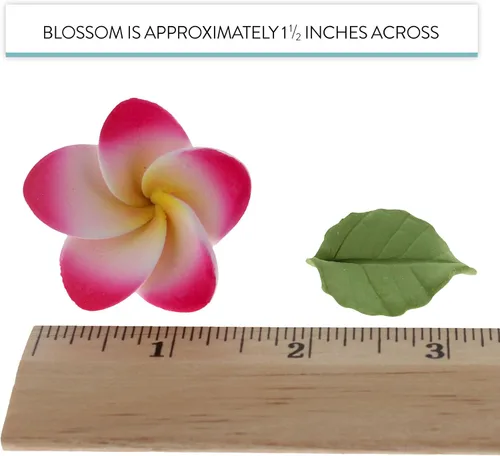 Miniatura 6 de Global Sugar Art Tropical Frangipani Plumeria - Flores comestibles de azúcar, para pastel de boda y cupcakes con hojas, 24 unidades por cuenta