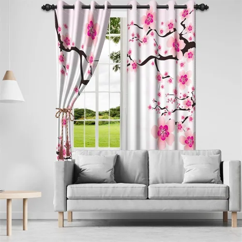 Miniatura 147 de Cortinas japonesas con pintura de tinta, monte Fuji, sol rojo, puesta de sol, hojas de bambú, cortinas de ventana para dormitorio, sala de estar