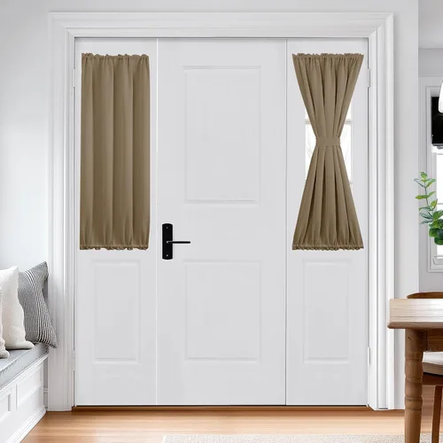 Miniatura 12 de Cortina térmica para puerta con bolsillo para barra, opacas, tratamiento de ventanas con ojales y ojales Deconovo 1 panel