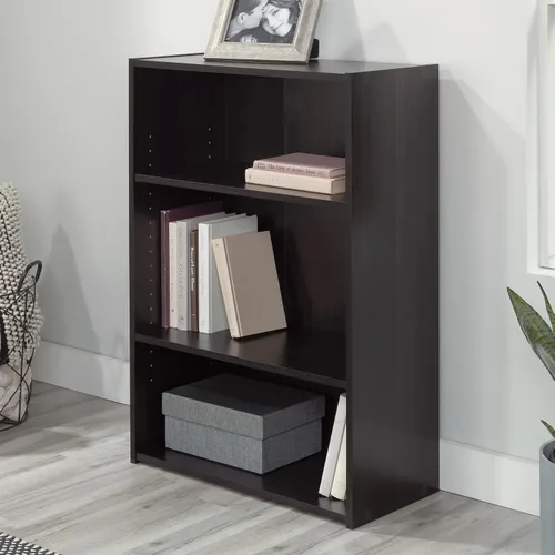 Miniatura 4 de Sauder Beginnings - Librero de 3 estantes, estantería con estantes de almacenamiento ajustables, en acabado de madera media Cinnamon Cherry