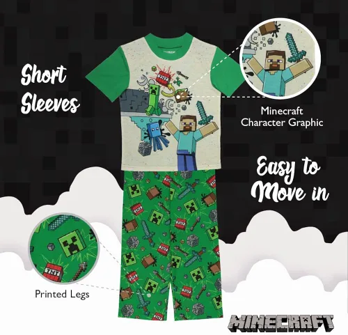 Miniatura 4 de Minecraft Conjunto de pijama de algodón para niños grandes Minería