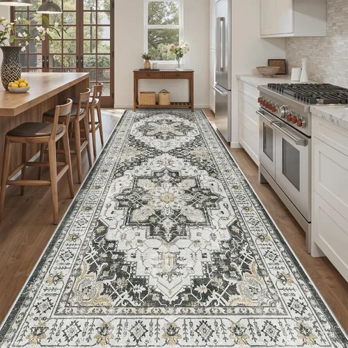 Miniatura 877 de Madane Tapete lavable de 2 x 10 pies para pasillo, cocina, recibidor, clásico, suave, antideslizante para interiores, casa de campo, baño, sala