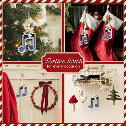 Miniatura 5 de Adorno de Navidad con notas musicales, adornos de notas musicales para músicos, amantes de la música, hombres y mujeres, idea de intercambio