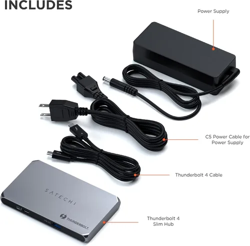 Miniatura 6 de Satechi Hub delgado Thunderbolt 4 5-en-1, carga USB C de 60W, pantalla única de 8K o doble de 4K, 4 puertos Thunderbolt 4, USB 3.2 Gen2, compatible
