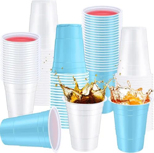 Miniatura 17 de Jingmore 90 vasos de plástico desechables para fiestas de neón, vasos de plástico desechables de 16 onzas, fiestas, matrimonios, despedidas