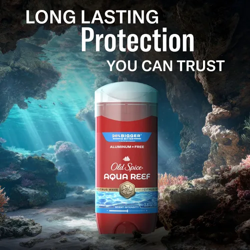 Miniatura 7 de Old Spice Desodorante sin aluminio para hombres, protección contra olores 24/7, frescura 24/7 y aroma duradero, Aqua Reef con aroma a ciprés, 3.8