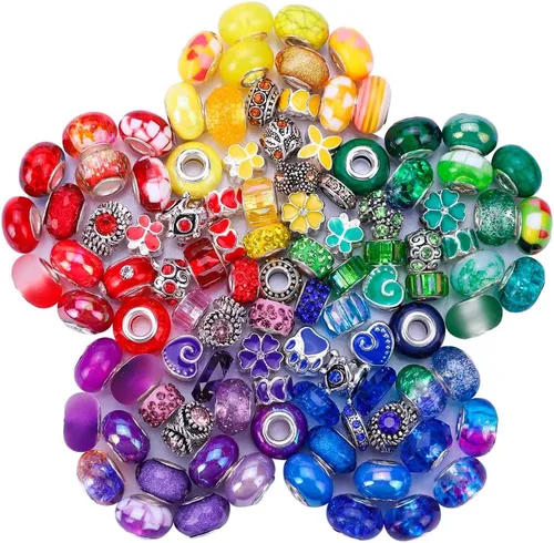 Miniatura 30 de Espaciador de agujeros grandes europeos con cuentas de hadas con diamantes de imitación para manualidades, pulseras y bisutería
