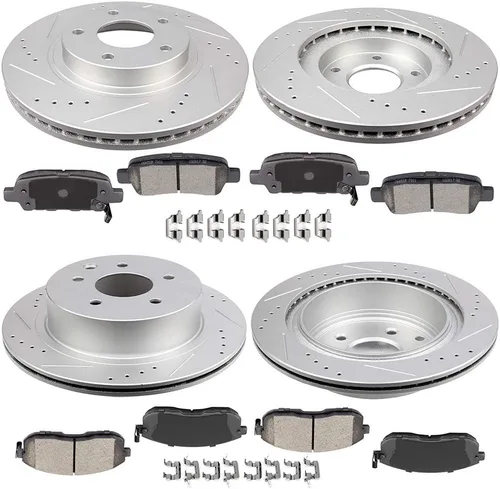 Miniatura 10 de Kit de frenos y rotores, SCITOO 4 rotores de freno y 8 pastillas de freno de cerámica para Jeep Grand para Cherokee 1999-2004