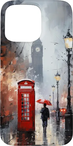 Miniatura 30 de Funda para iPhone 11 Pro Wet London Iconic Red Phone Booth Clocktower Art Cover