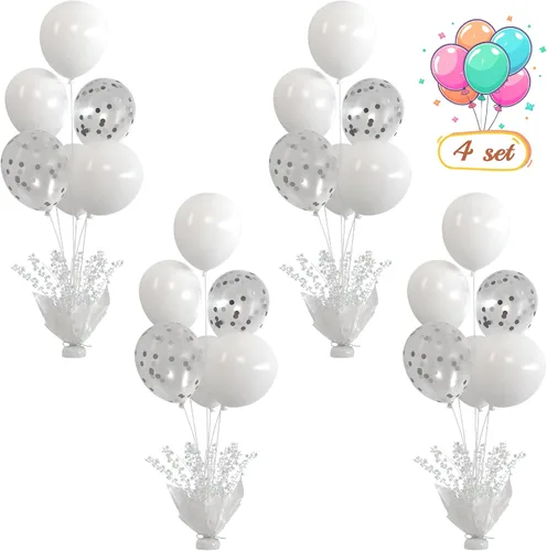 Miniatura 35 de 2 Juego de Globos de Mesa Negros con Spray de Aluminio para Centro de Mesa con Globos Negros y de Confeti, Kit de Soporte para Decoración de Mesa